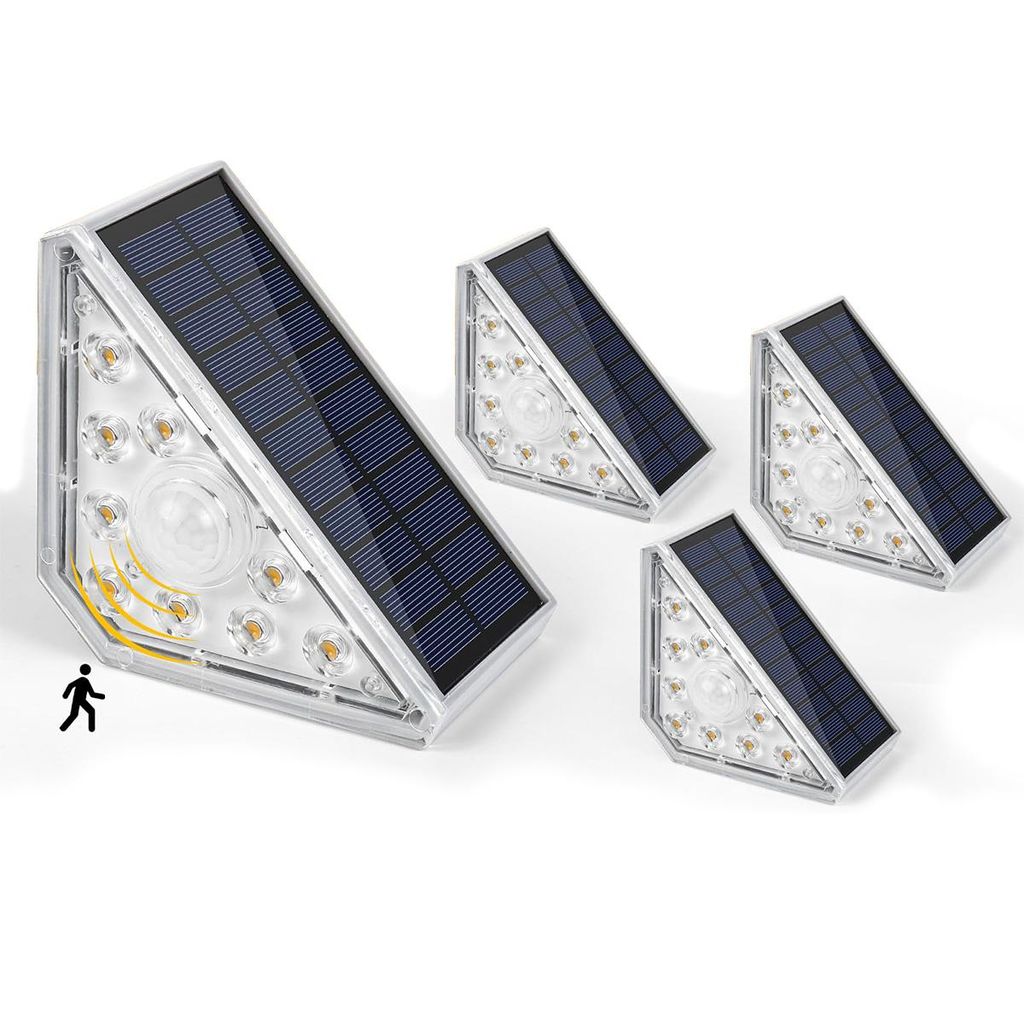 Solar LED Gartenleuchte, Wasserdicht Schritt Lichter, Sensor Wandlampen, Treppen, Hof, Außen
