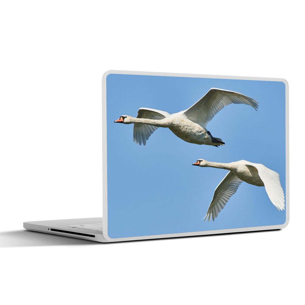 MuchoWow Laptop Aufkleber Sticker Cover Schwan - Vogel - Himmel - Blau 40x30 cm - Laptop Dekoration - Selbstklebend
