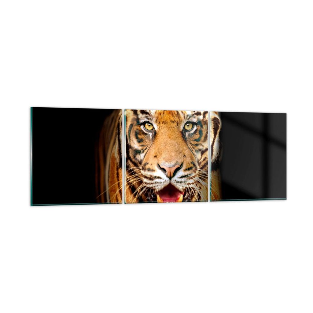 Bilder auf glas - tiger tier - 150x50cm - Glasbilder - Wandbilder - Bilder - Kunstdruck - zum Aufhängen bereit - Wanddekoration aus Glas - Glas Bi...