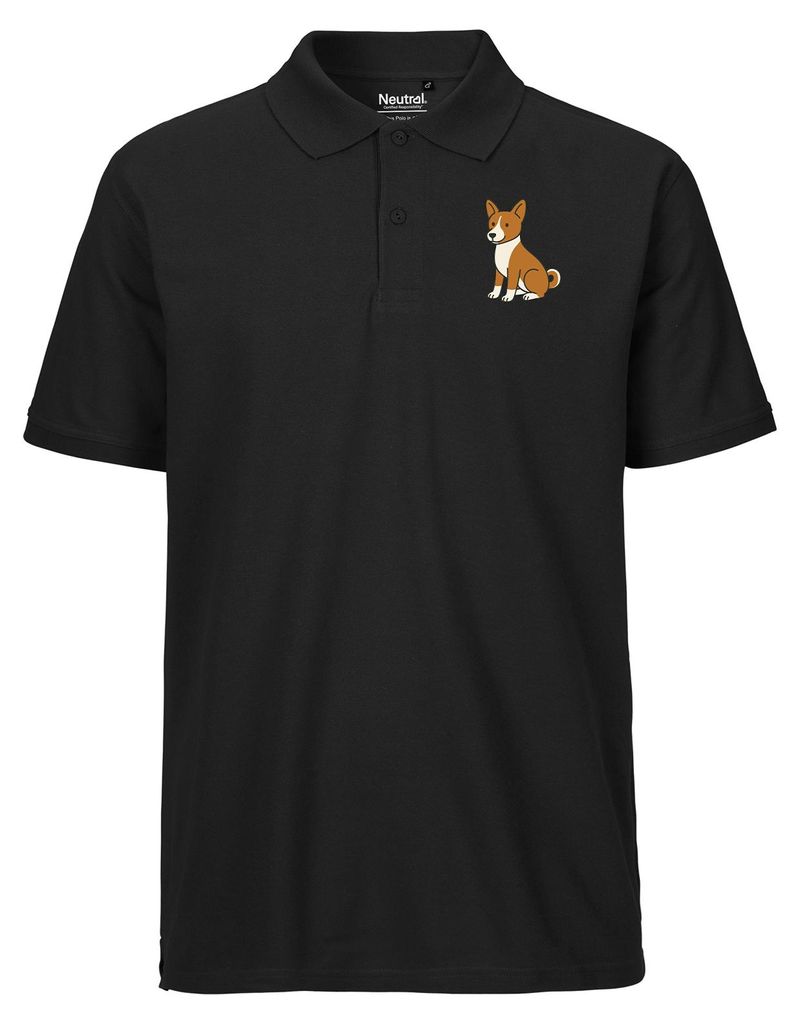 Huuraa Herren Polo Shirt Basenji Comic Basi 3XL Black Bio Baumwolle Fairtrade Poloshirt Geschenkidee