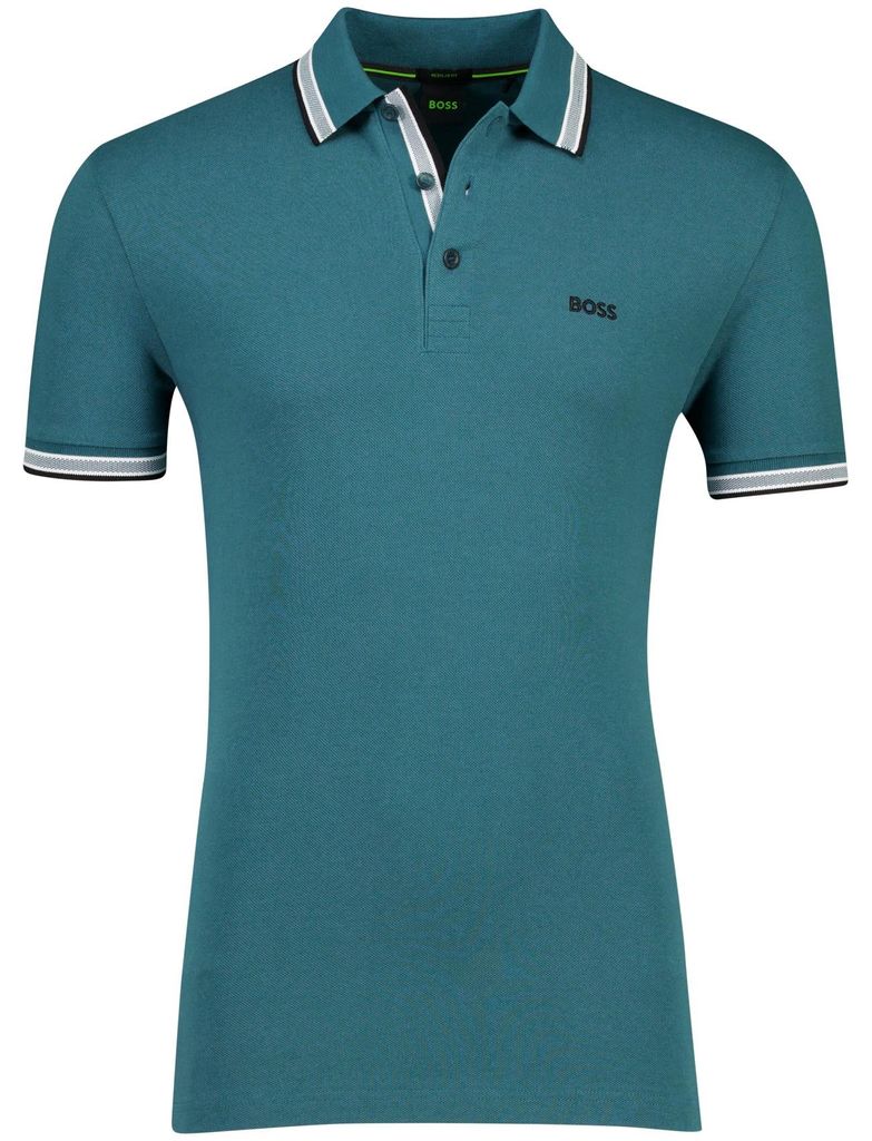 Boss Green Paddy Poloshirt normale Passform Piqué blau 3 Knöpfe