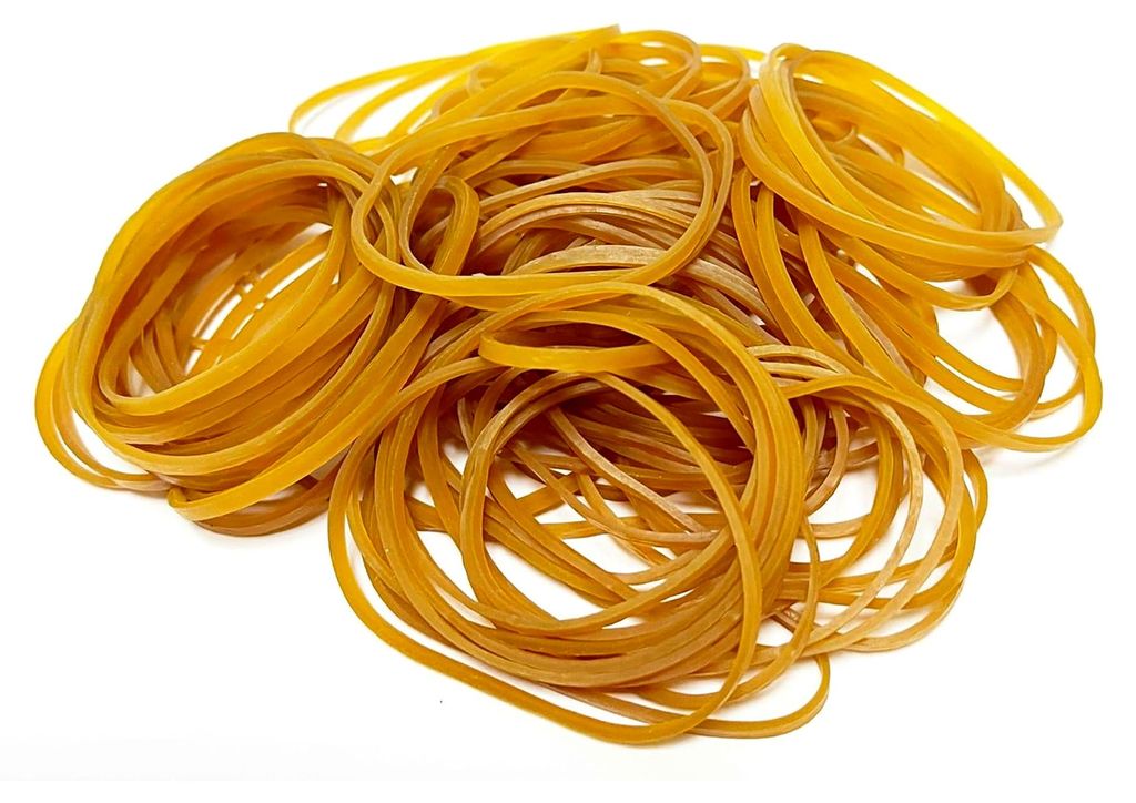 100 Stück elastische Gummibänder 60 x 3MM in Dunkelgelb mit 1,5MM Dicke für Büro, Haushalt und Schule