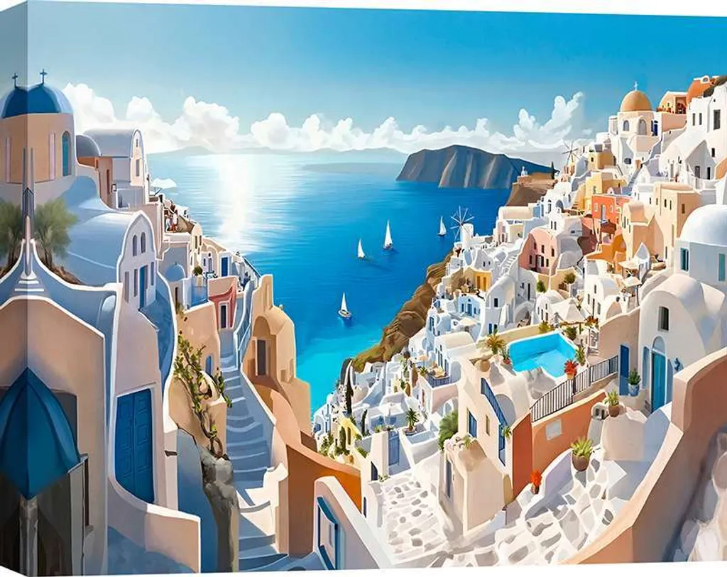 Quadro su Tela Sanchez Isola Greca 60x40 - Stampa Fine Art per Parete