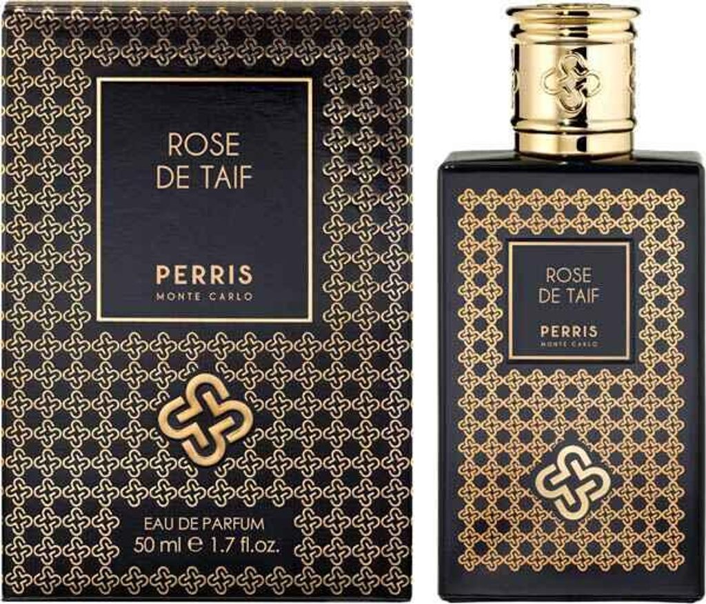 A product shot of a perfume bottle and its box.