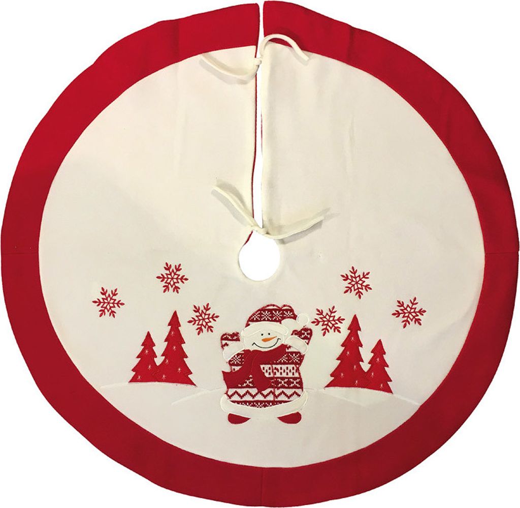 Weihnachtsbaumdecke Schneemann Weiß Rot Christbaum-Unterlage Ø 90cm