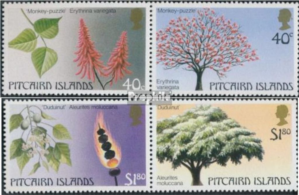 Briefmarken Pitcairn 1987 Mi 297-300 Paare (kompl.Ausg.) postfrisch Bäume