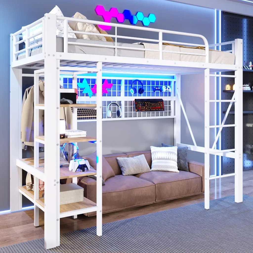 Lit superposé 90x200 cm : la solution rangement et LED tout-en-un