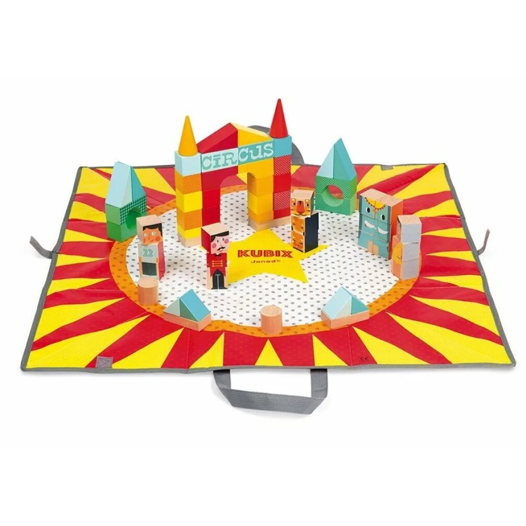 Jeu Éducatif Janod Circus : 60 Blocs Bois pour Développer la Motricité