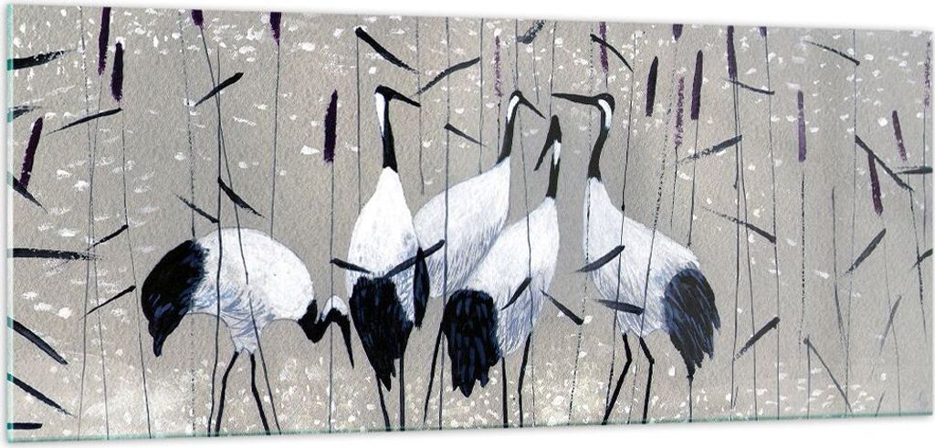 Bilder auf glas - Vogel Natur Wasser - 100x40cm - Glasbilder - Wandbilder - Kunstdruck - zum Aufhängen bereit - Wanddekoration aus Glas - Glas Bil...