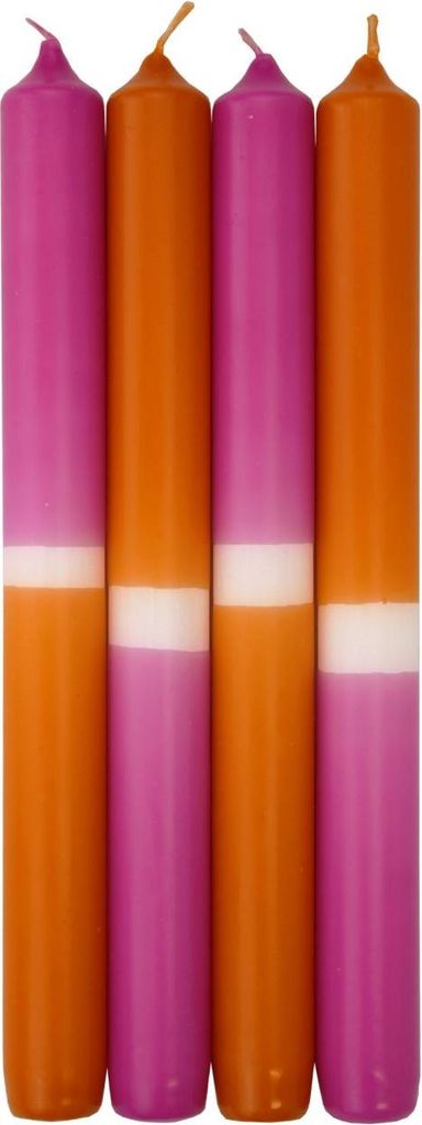 INNA-Glas Dip Dye Stabkerzen LISSITA, 4 Stück, pink-aprikose, 25cm, Ø2,3cm, 11h - Tafelkerze