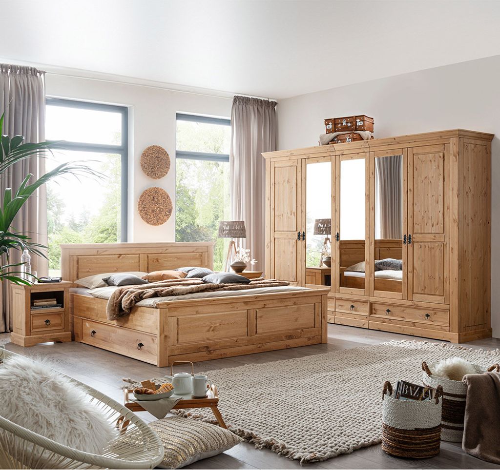Schlafzimmer Set 6-teilig, Kiefer massiv eichefarben geölt, STEINKJER-69