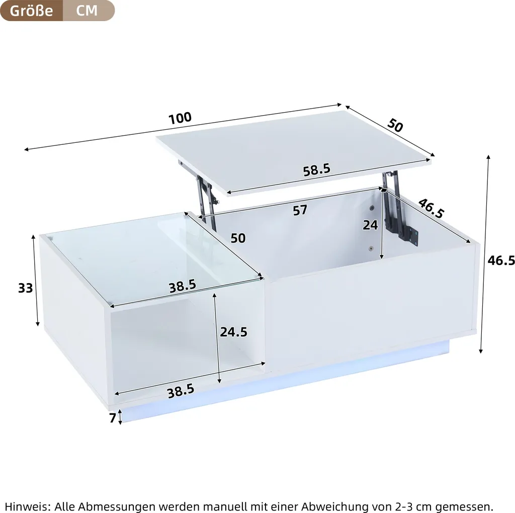 Table basse relevable pour gagner de la place avec rangement intégré - 10