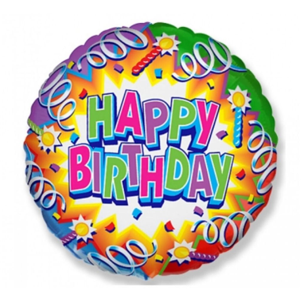 Heliumballon gefüllt Folienballon inkl. Helium Happy Birthday Konfetti rund bunt 40 cm in einer Dekobox