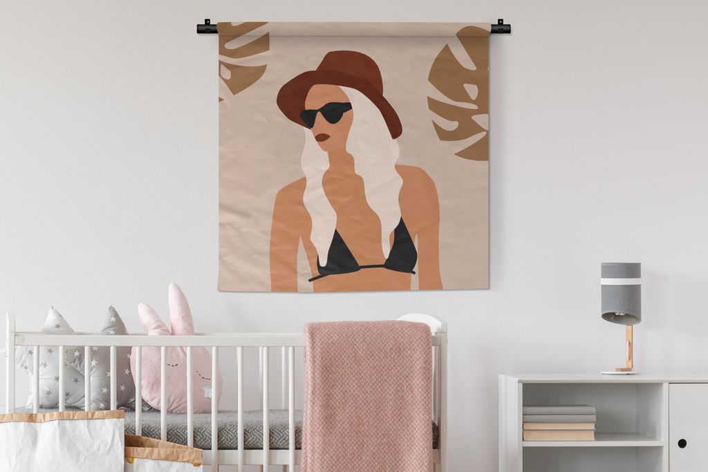 MuchoWow Wandteppich Wandbehang Sommer - Frau - Bikini 90x90 cm Tapisserie Dekoration Wandtuch - Wandaufhänger