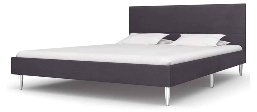 Bettgestell ohne Matratze Grau Stoff 135x190 cm Doppelbett