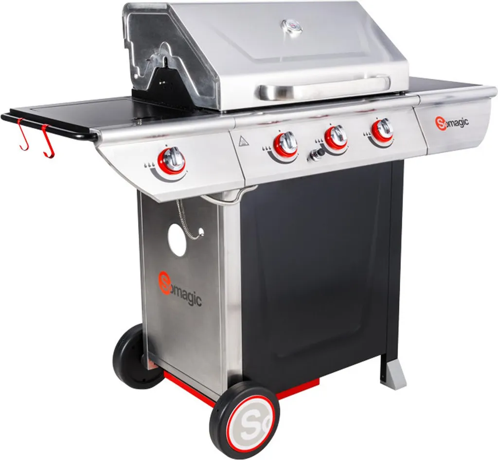 Barbecue gaz 3 brûleurs inox MANHATTAN 350GPI avec réchaud de cuisson