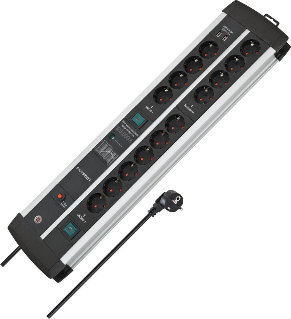 Brennenstuhl zásuvková lišta PPL Duo 14x 3m 2xUSB Obrázok produktu 