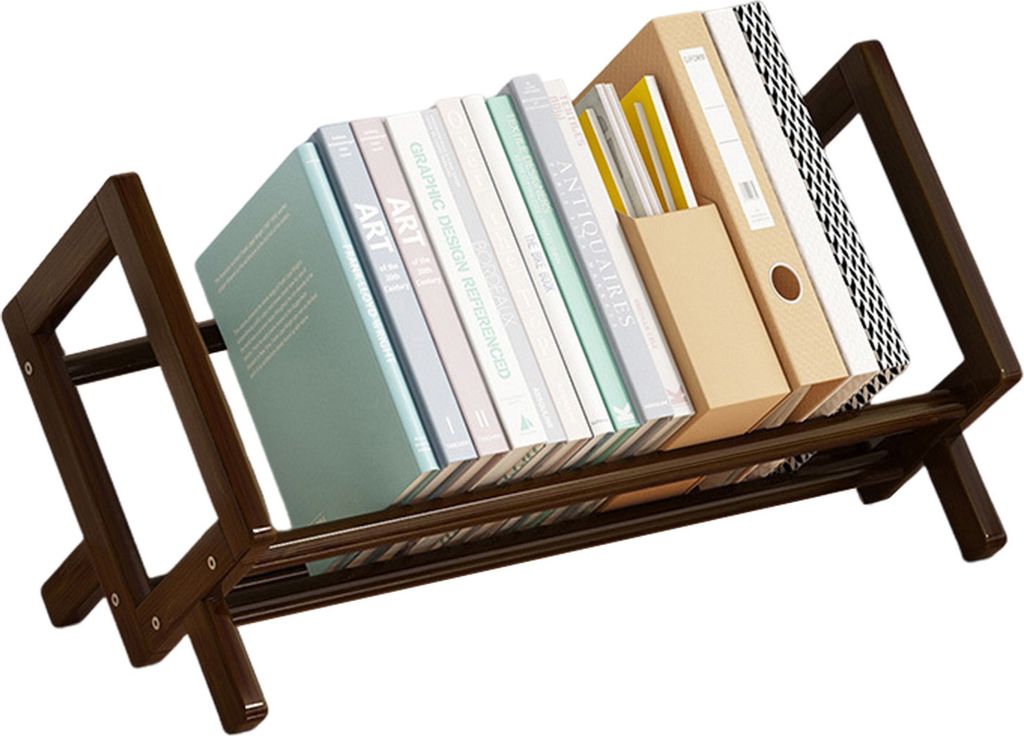Schreibtisch-Bücherregal, Bambus-Bücher-Organizer, Aufbewahrungsregal, Schreibtisch, Holz, Bücher-/Zeitschriftendisplay, kippbares Bücherregal,...