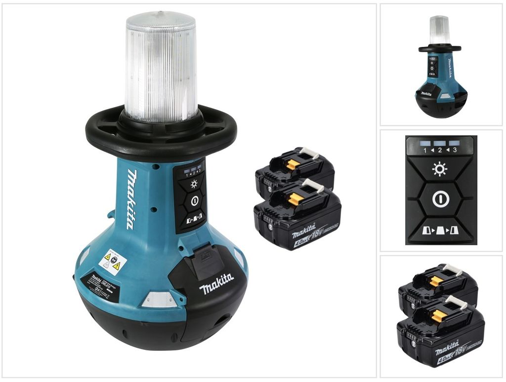 Makita DML 810 M Akku LED Flächenlicht 18 / 36 V ( 2 x 18 V ) 5500 lm IP54 + 2x Akku 4,0 Ah - ohne Ladegerät