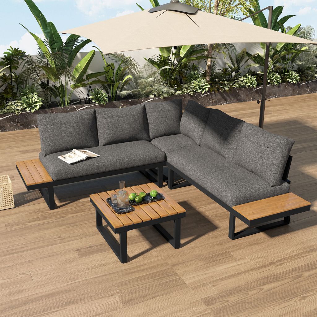 Merax Gartenmöbelset Ecklounge mit Kissen und Produktbild 2