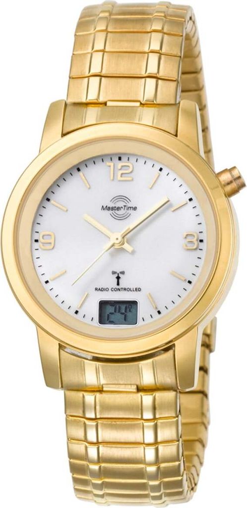 Master Time MTLA-10313-12M Damen-Funkuhr Basic mit Zugband Goldfarben 1