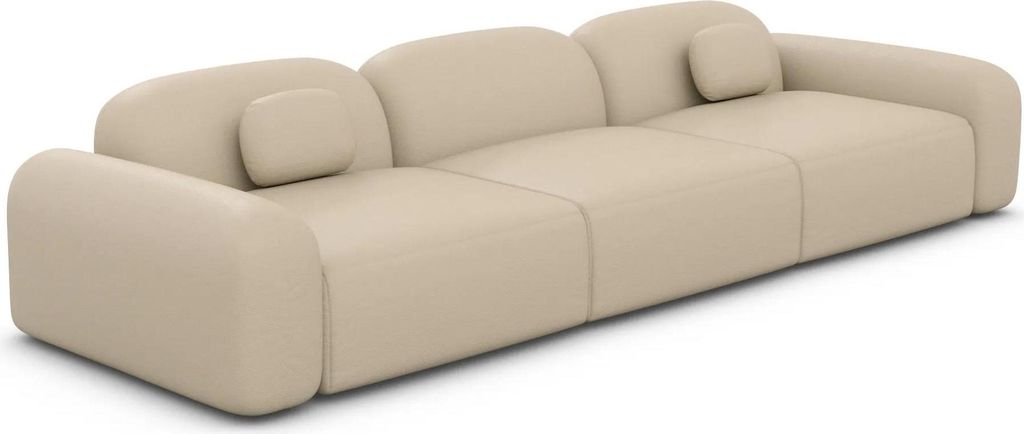 Kunstleder 4-Sitzer Couch Nuvia Beige