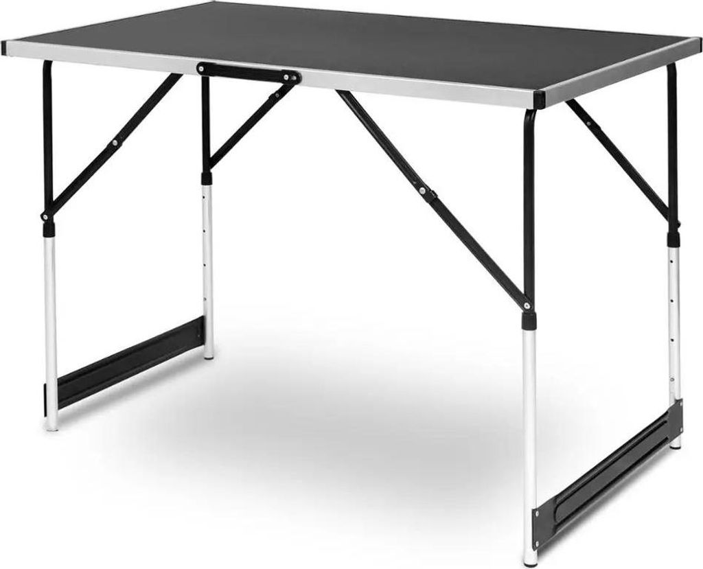 Campingtisch - Klappbarer Outdoortisch - Aluminiumgestell - Höhenverstellbar 73–94 cm - Tischplatte 100 x 60 cm - Für 4 Personen - Rechteckig -...