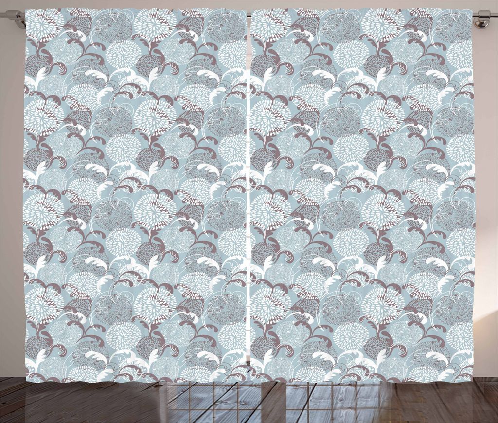 ABAKUHAUS Blumen Rustikaler Gardine, Weiche schäbige Blumenblätter, Schlafzimmer Kräuselband Vorhang mit Schlaufen und Haken, 280 x 225 cm, Baby...