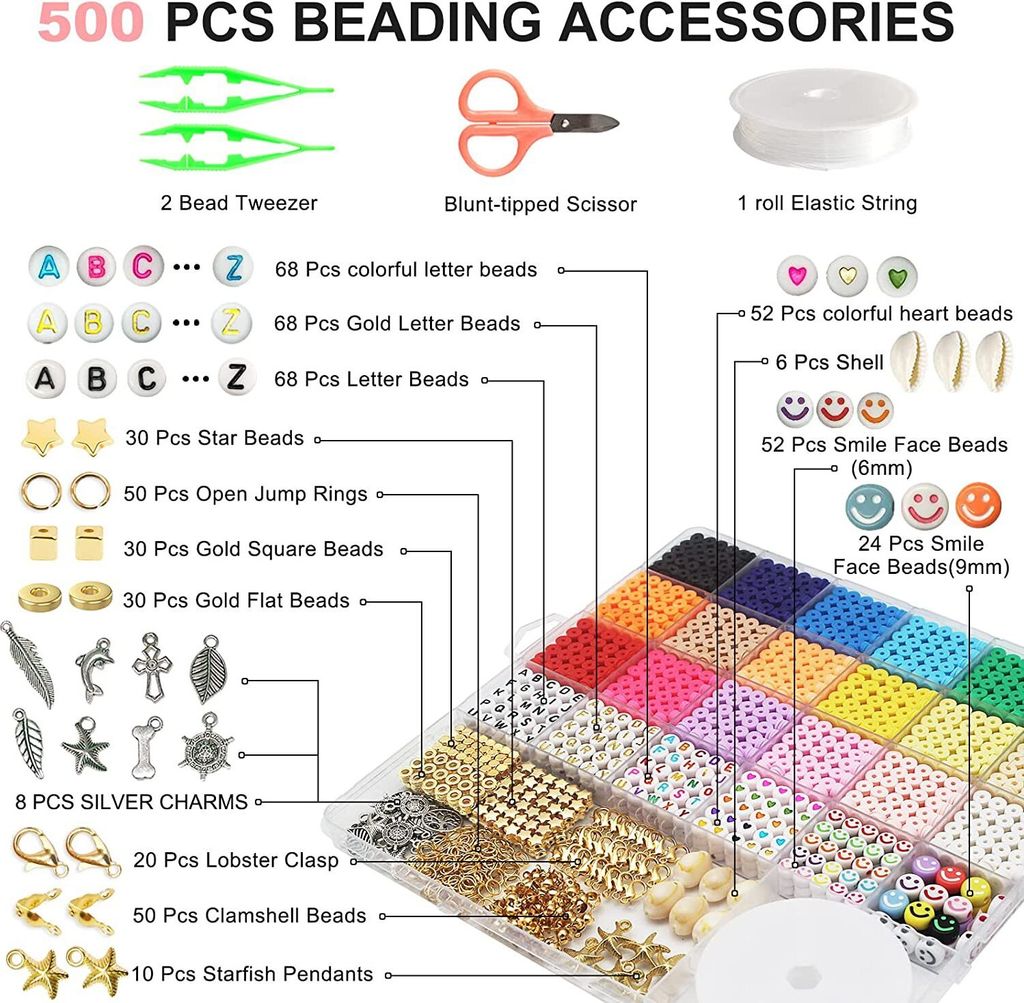 5100pcs 18 Farbe 2mm Perlen Set Glasperlen zum Auffädeln Produktbild 4
