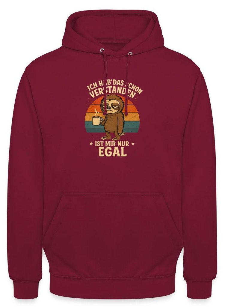 Spreadshirt Ich Hab Das Schon Verstanden Ist Mir Egal | Faultier Uni Hoodie, M, Bordeaux