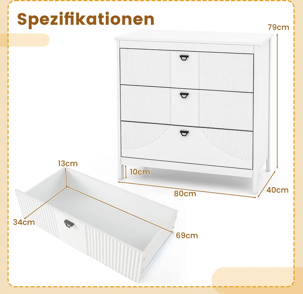 Table d'accent avec espace de rangement, commode blanche pour la chambre - 2