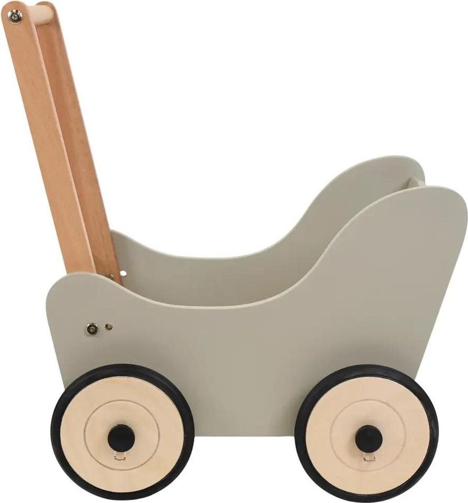 Puppenwagen von Bandits & Angels, Grün, Little Angel Olivgrün, ab 1 Jahr - Puppenwagen aus Holz - Für Mädchen - Für Puppen bis 42 cm - Gummir...
