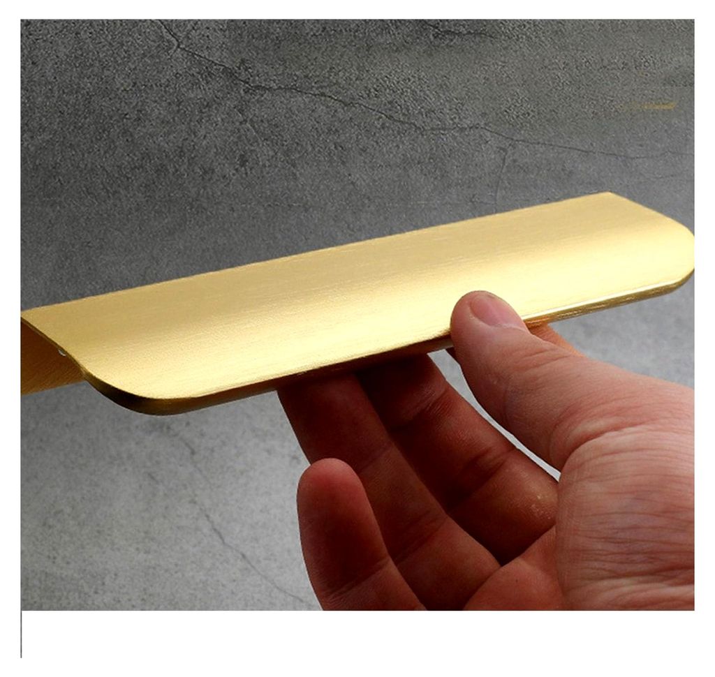 10 Stück Versteckte Türgriffe Möbelgriffe Aluminiumlegierung für Kleiderschranktüren und Schubladen, Gold, Gesamtlänge 80 mm