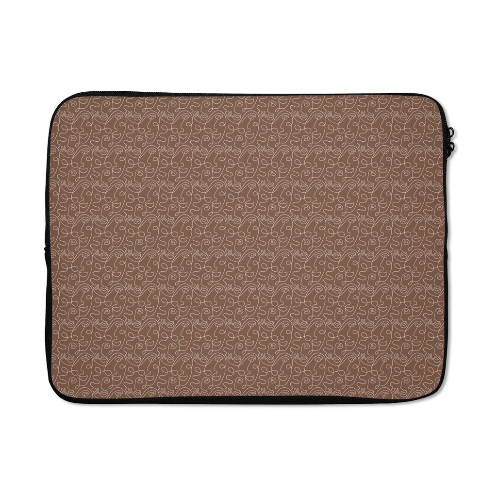 MuchoWow Laptop Hülle 17 Zoll Laptoptasche Gesicht - Muster - Luxus - Zipper - Schutzabdeckung