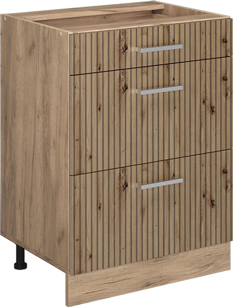 Küchenunterschrank Vicco R-Line Artisan-Eiche 60 cm mit Schubladen, ohne Arbeitsplatte, Model 49148