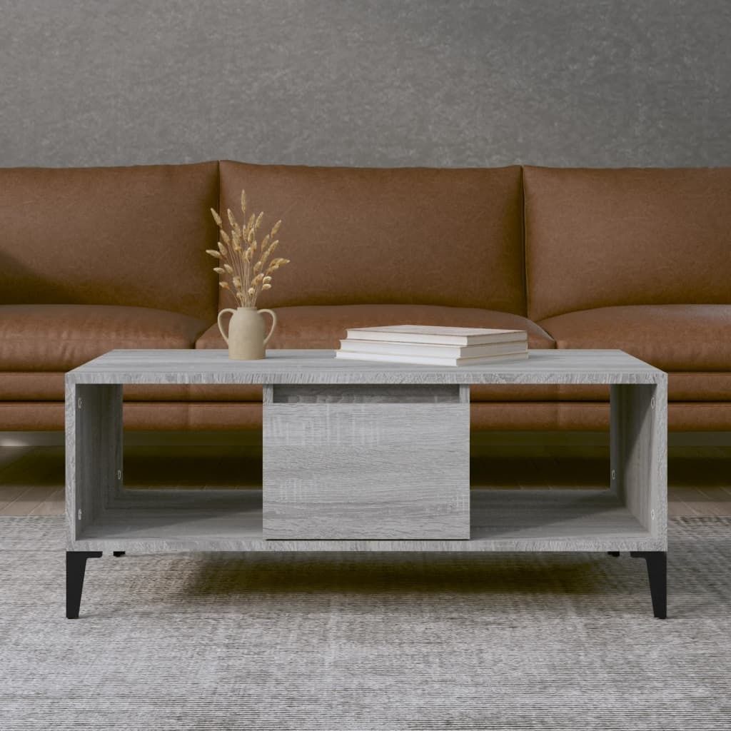"2026 Promotion" Couchtisch Wohnzimmer - Kaffeetisch - Grau Sonoma - 90x50x36,5 cm Holzwerkstoff - Sofatisch CC28720