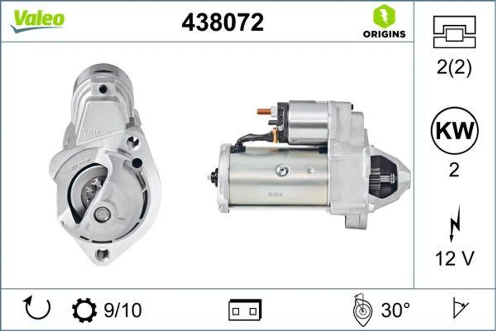Démarreur Valeo 438072 OE 03G911023A pour Audi A4 A6 et VW Passat 3B