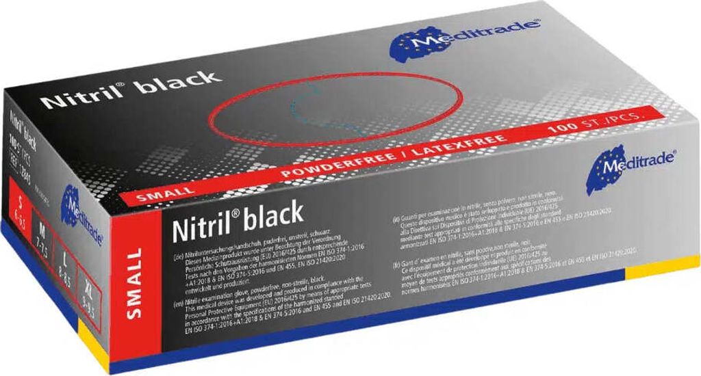 Meditrade - Einmalhandschuhe Nitril black - Größe S  - Produktbild 