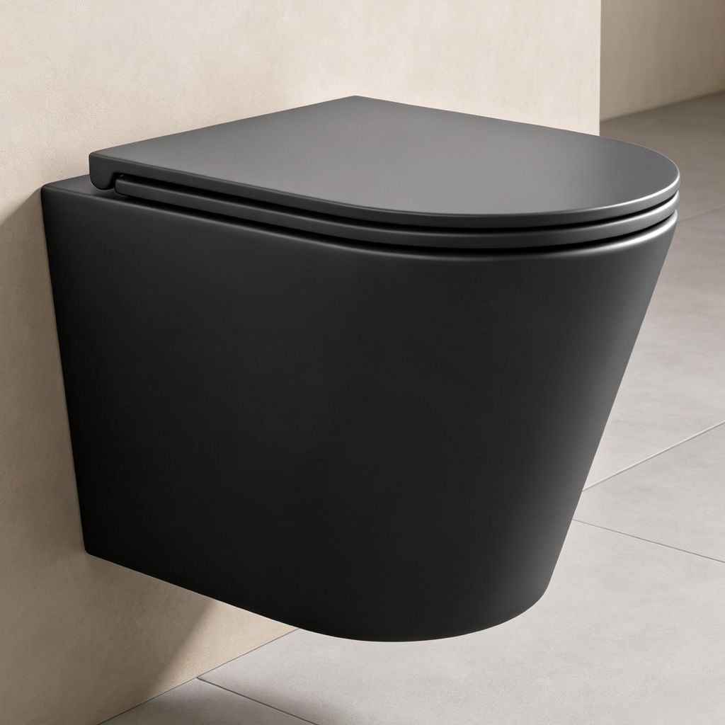 doporro WC Suspendu Gris Noir Mat Cuvette Céramique Image du produit 