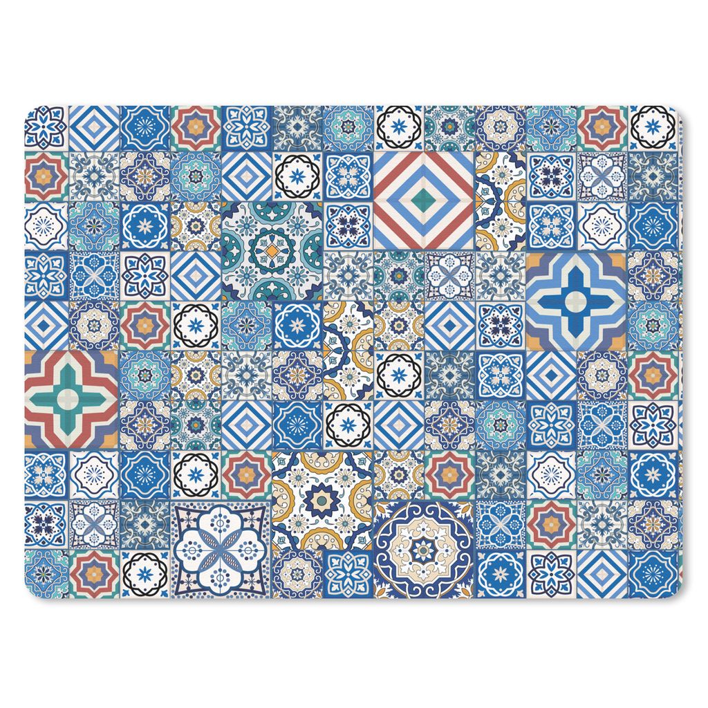 MuchoWow Mauspad Mousepad Muster - Blau - Formen 23x19 cm - Mousepads - Maus Mat - Pad - Mausunterlage - Schreibtischunterlage - Mauspad
