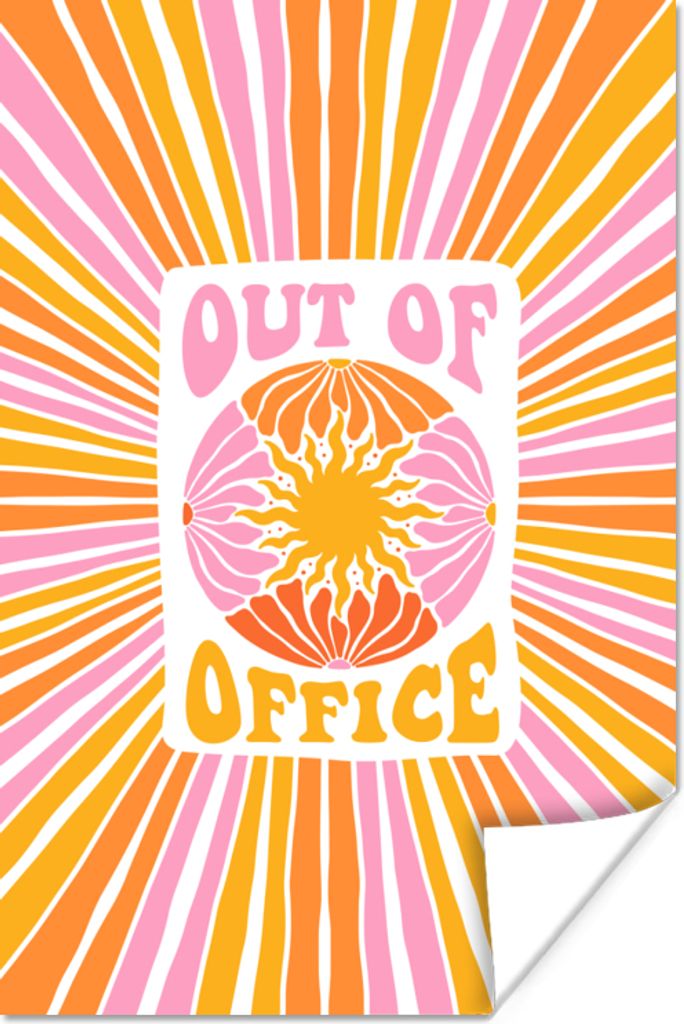 MuchoWow Poster Zitate - Außer Haus - Rosa - Orange - Gelb 60x90 cm - Wanddekoration