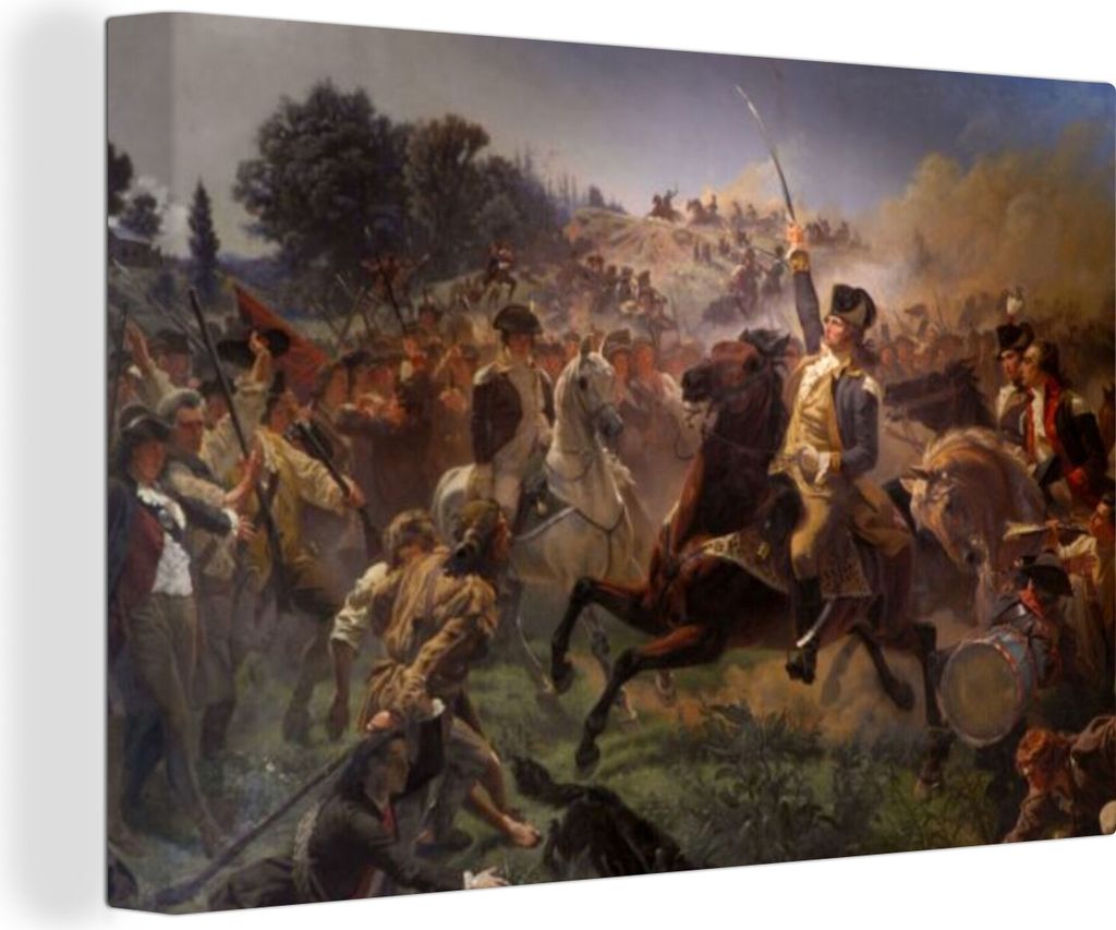 OneMillionCanvasses - Leinwandbilder - 140x90 cm, Washington versammelt die Truppen in Monmouth - Gemälde von Emanuel Gottlieb Leutze, Wandbilde...