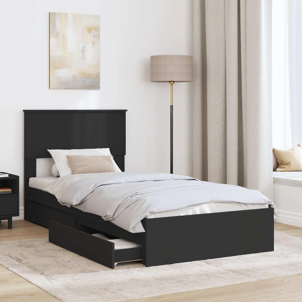 “2026 Modern“ Aufbewahrungsbett Schwarz 90 x 190cm Holzwerkstoff - Designermöbel 328648 - Klassische BettenJugendbett Tagesbett