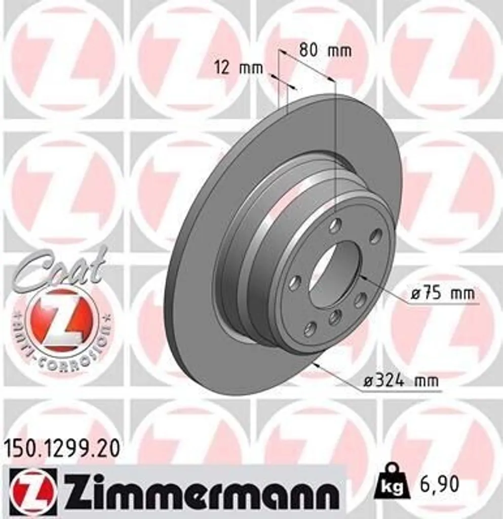 Disque de frein Zimmermann 150.1299.20 pour BMW X5 E53 - Qualité OEM