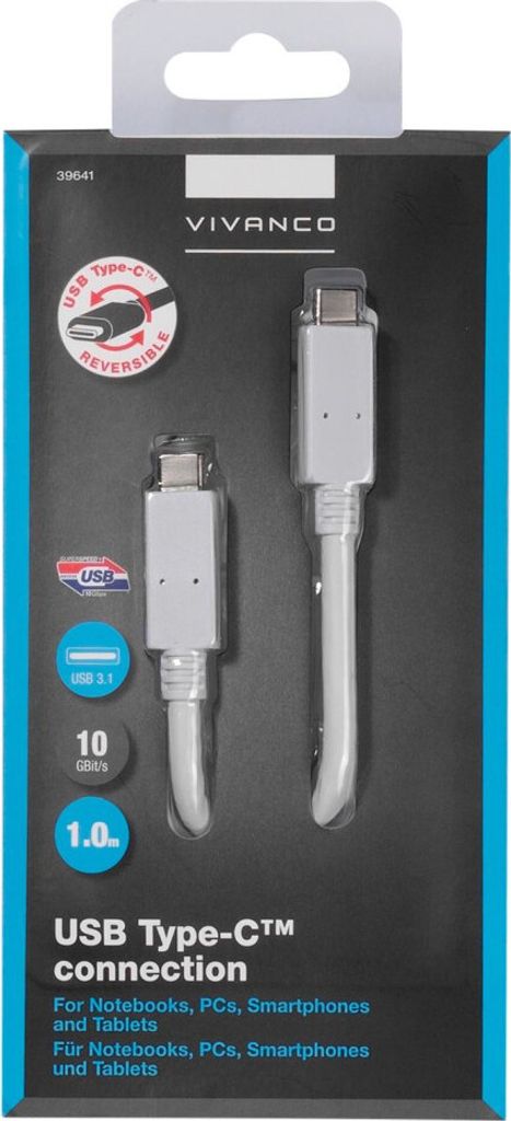 USB 3.1 Type C Anschlusskabel, 1m (39641)