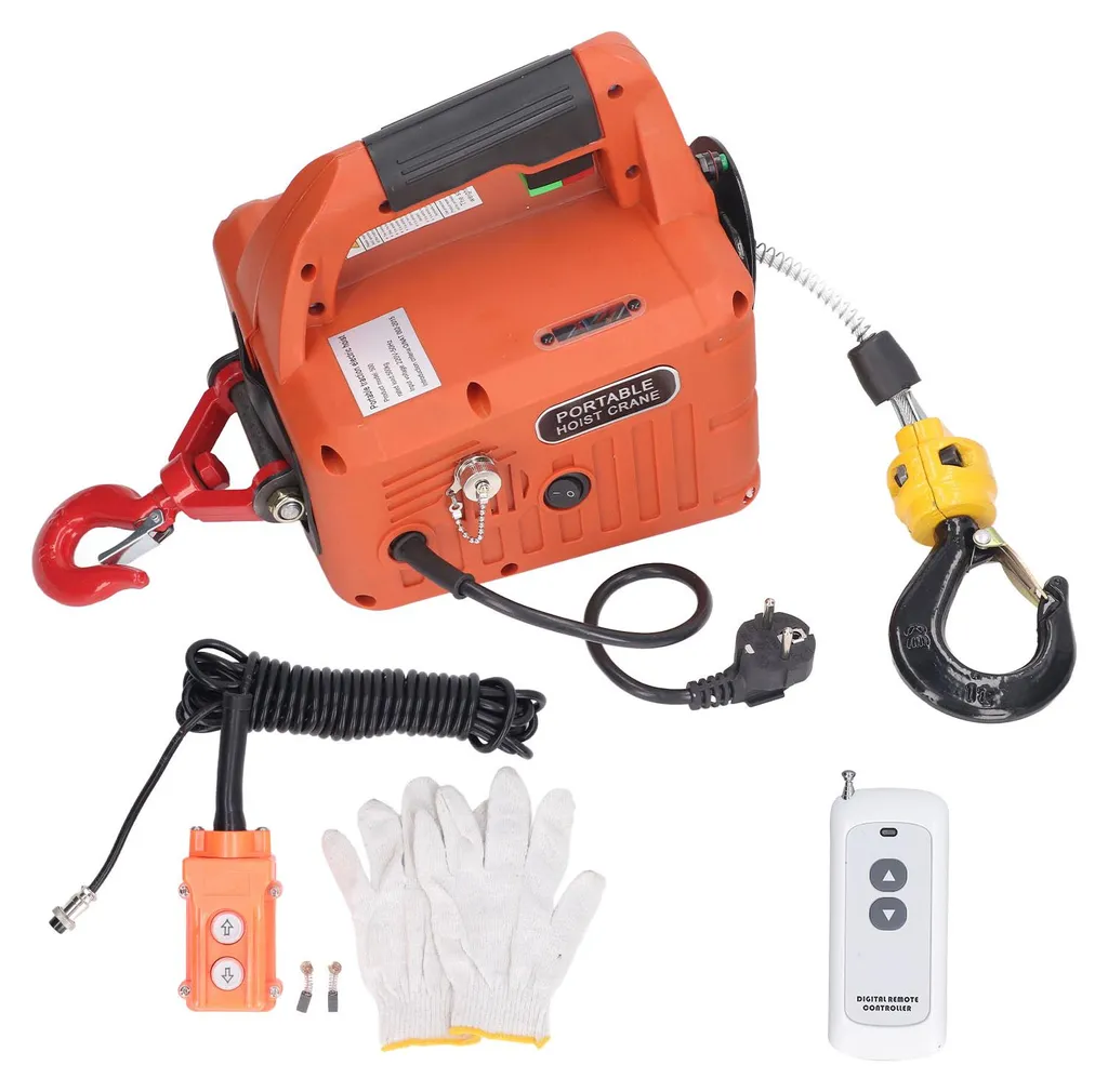 Palan électrique portable 500 kg avec télécommande sans fil 1500W
