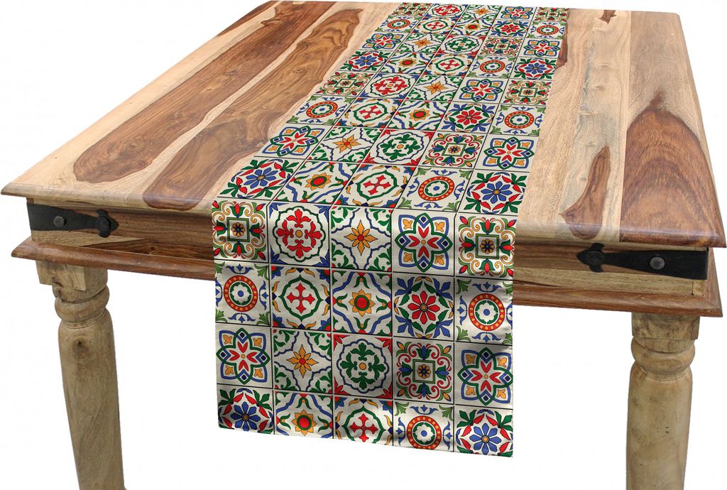 ABAKUHAUS marokkanisch Tischläufer, Dekorative abstrakte Blatt, Esszimmer Küche Rechteckiger Dekorativer Tischläufer, 40 x 300 cm, Mehrfarbig