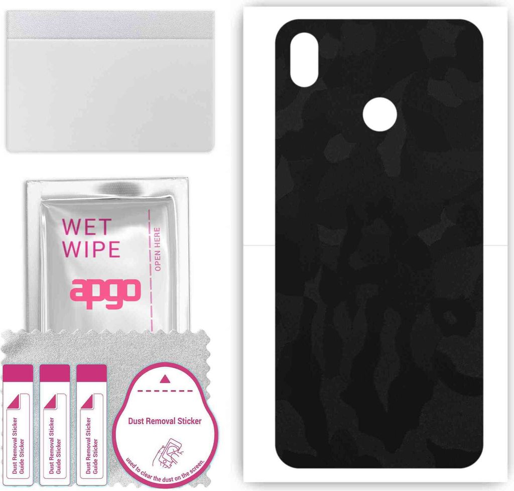 apgo Rückseite Schutzfolie, Skin, kompatibel mit Cubot Max 2, Hinten Displayschutzfolie aus Vinylfolie, kratzfest, einfache Montage - Schwarzes Ta...