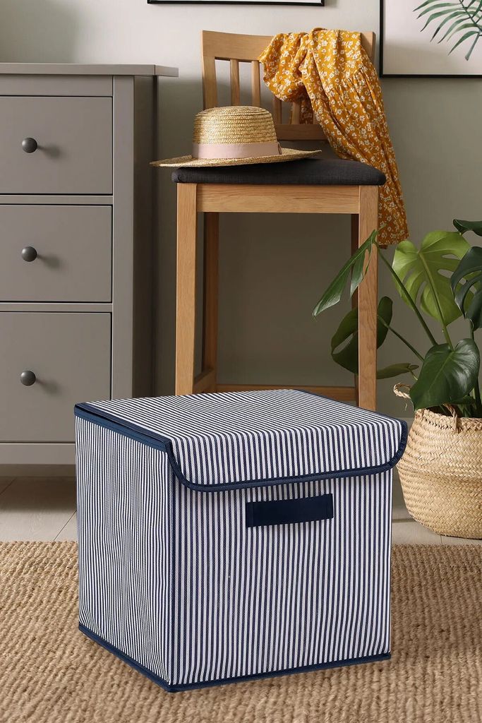 Evila Originals, YLC419, Aufbewahrungskiste, Navy blau, 70 % POLYESTER / 30 % BAUMWOLLE, 30 x 30 x 30 cm