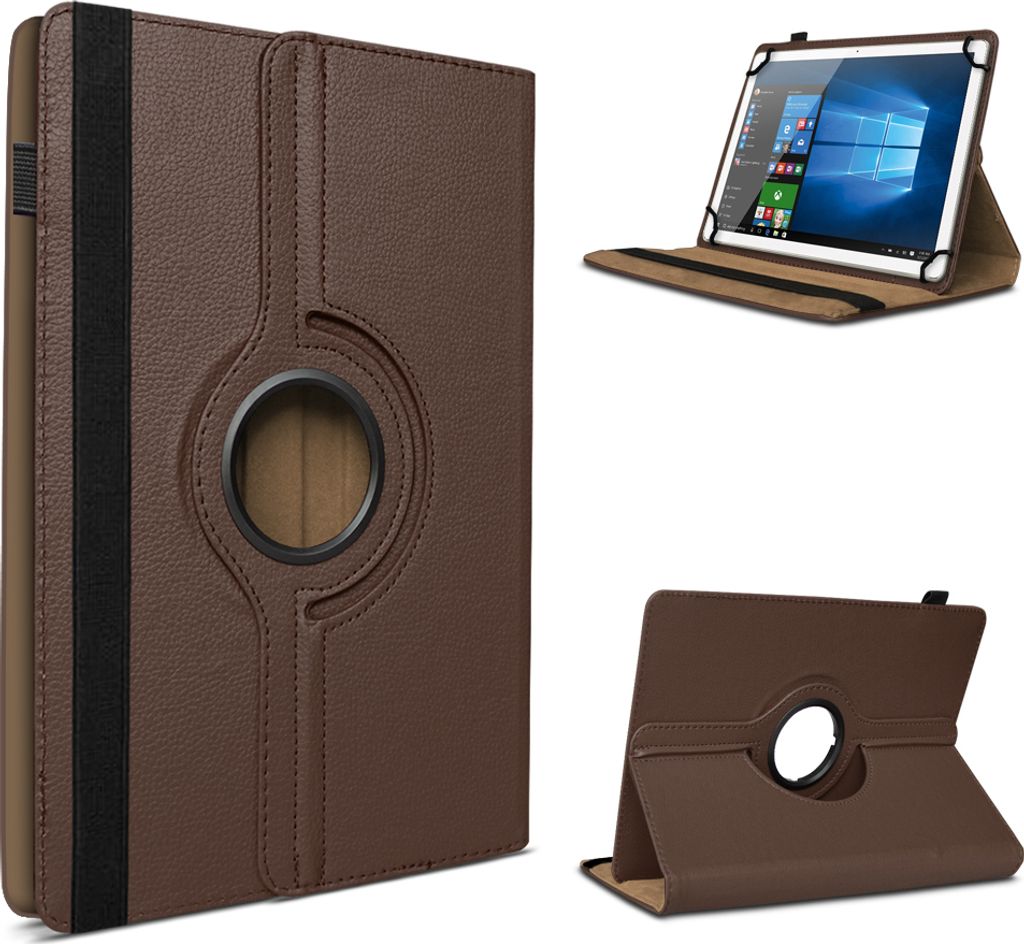 Tablet Schutzhülle für 10 - 10.1 Zoll Tasche 360° Drehbar Universal Hülle CoverFarben:Braun;Tablet Modell für:Wortmann TERRA PAD 1061